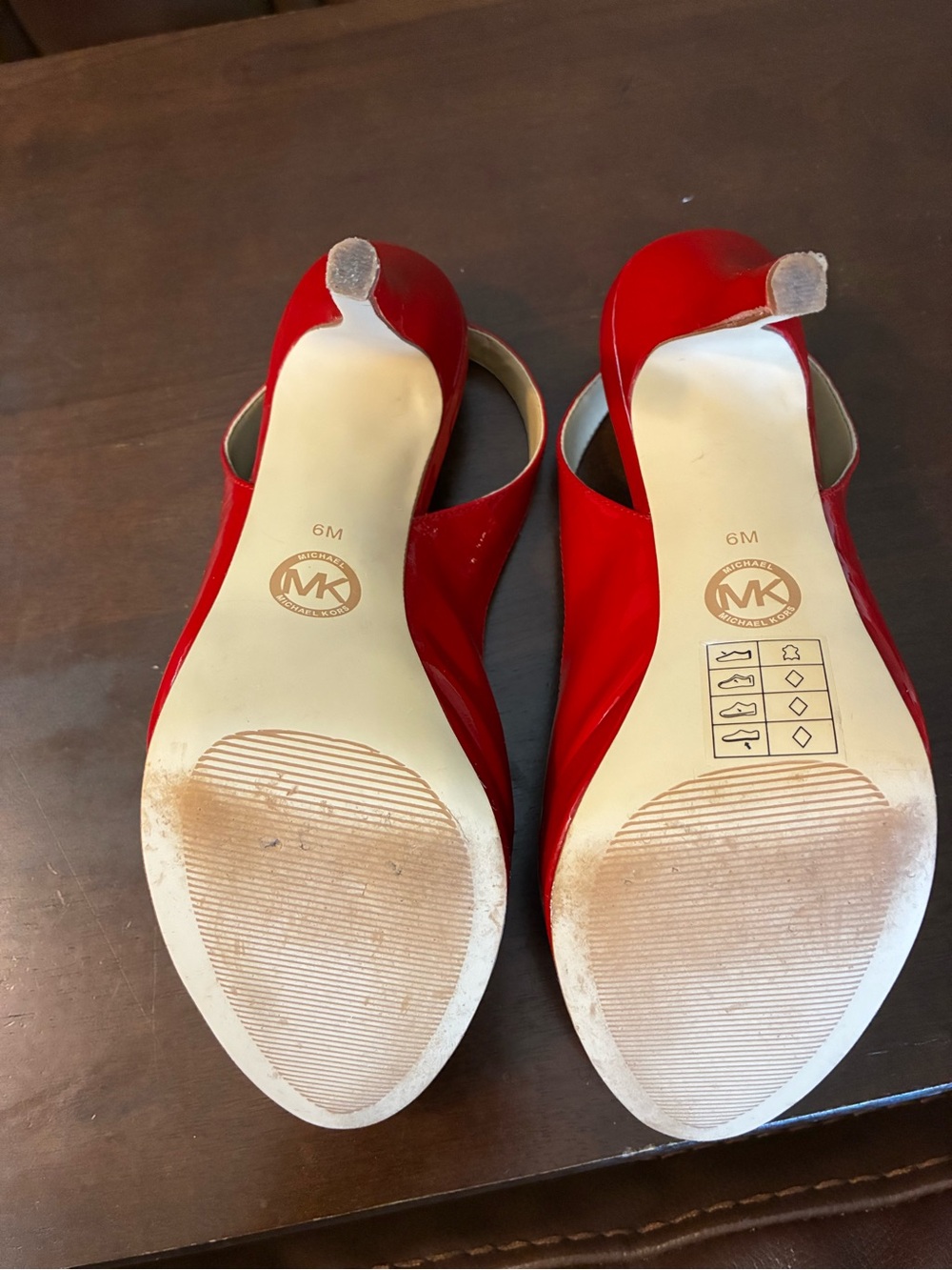 Michael Kors Size 6M, Red Patent Leather Peep-Toe Slingback Heels. Pre owned. - Picture 4 of 4